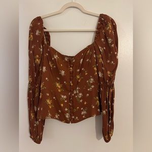 Reformation brown floral top, Size 6, worn once!